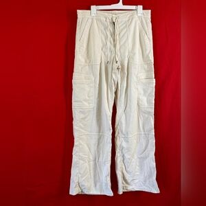 American Eagle AE Cream Dreamy Drape Cargo Pants Size 14 Women Wide Leg